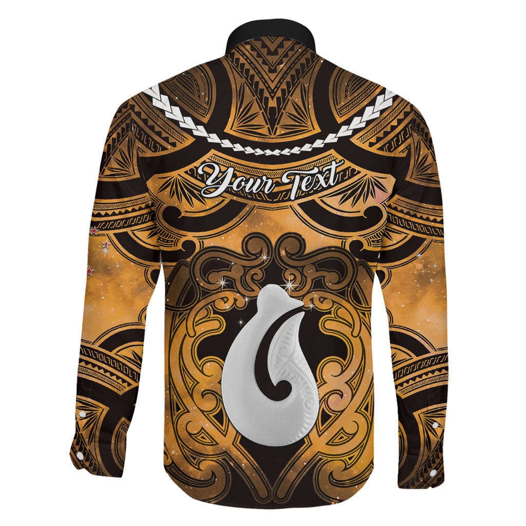 Personalised Maori Matariki Hei Matau Kowhai Family Matching Off The Shoulder Long Sleeve Dress and Hawaiian Shirt Maori Kowhaiwhai Pattern Galaxy LT01 - Polynesian Pride