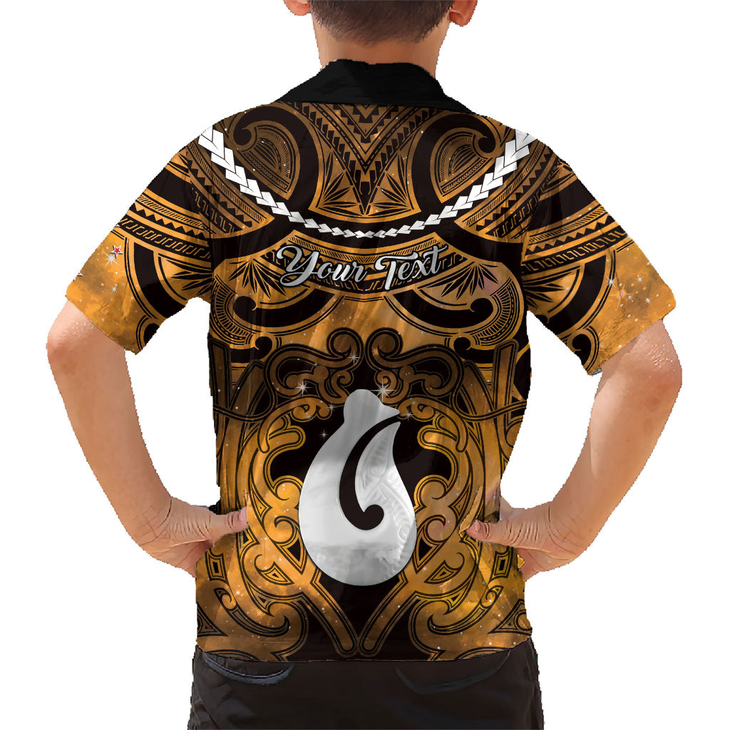 Personalised Maori Matariki Hei Matau Kowhai Family Matching Summer Maxi Dress and Hawaiian Shirt Maori Kowhaiwhai Pattern Galaxy LT01 - Polynesian Pride
