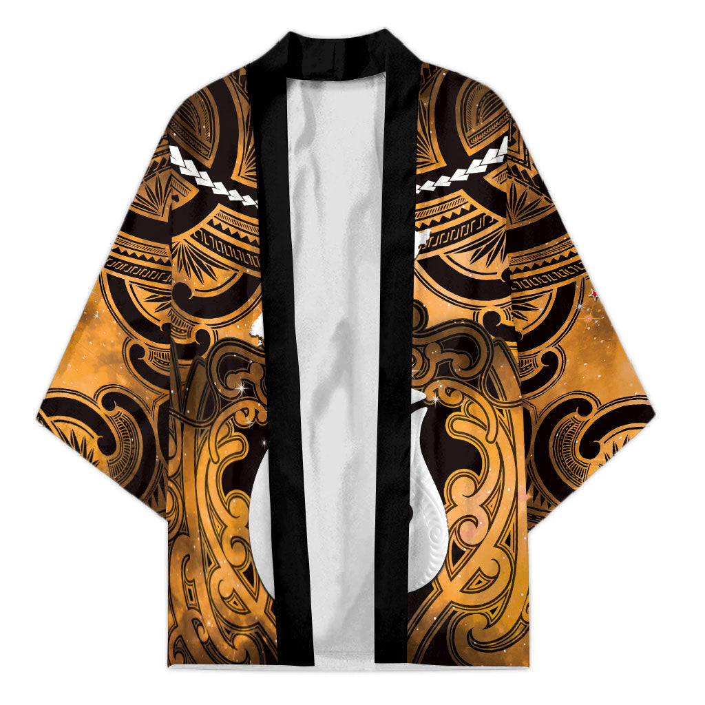 Personalised Maori Matariki Hei Matau Kowhai Kimono Maori Kowhaiwhai Pattern Galaxy LT01 Unisex Yellow - Polynesian Pride