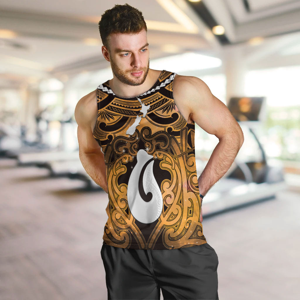 Personalised Maori Matariki Hei Matau Kowhai Men Tank Top Maori Kowhaiwhai Pattern Galaxy
