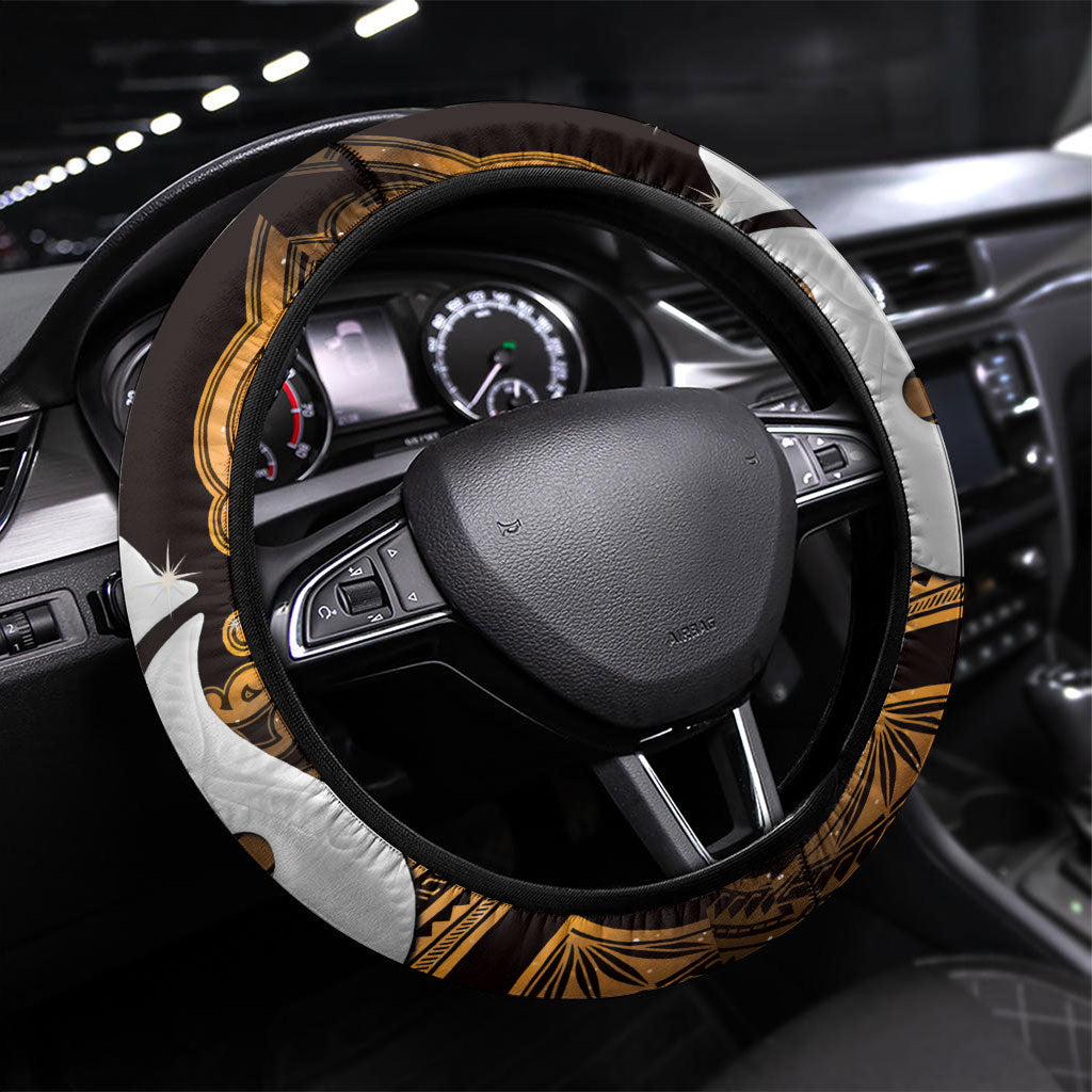 Maori Matariki Hei Matau Kowhai Steering Wheel Cover Maori Kowhaiwhai Pattern Galaxy