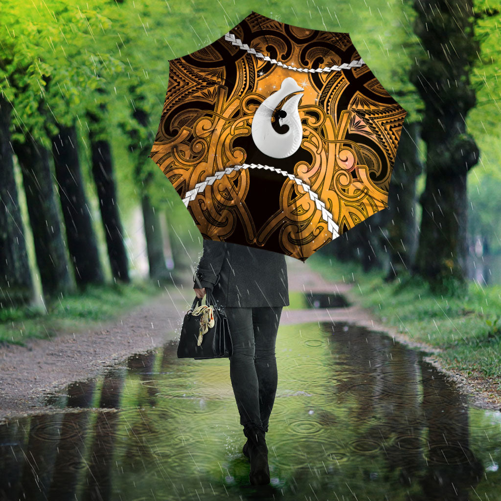 Maori Matariki Hei Matau Kowhai Umbrella Maori Kowhaiwhai Pattern Galaxy LT01 - Polynesian Pride