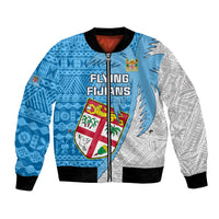 Fiji Rugby Bomber Jacket Come On Fijian Tapa Pattern LT01 Unisex Blue - Polynesian Pride