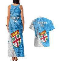 Fiji Rugby Couples Matching Tank Maxi Dress and Hawaiian Shirt Come On Fijian Tapa Pattern LT01 - Polynesian Pride
