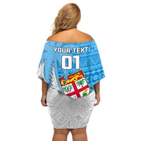 Custom Fiji Rugby Off Shoulder Short Dress Come On Fijian Tapa Pattern LT01 - Polynesian Pride