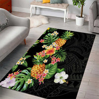 Hawaii Pineapple Tropical Area Rug Colorful Hibiscus Plumeria