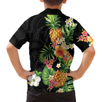 Hawaii Pineapple Tropical Family Matching Short Sleeve Bodycon Dress and Hawaiian Shirt Colorful Hibiscus Plumeria LT01 - Polynesian Pride
