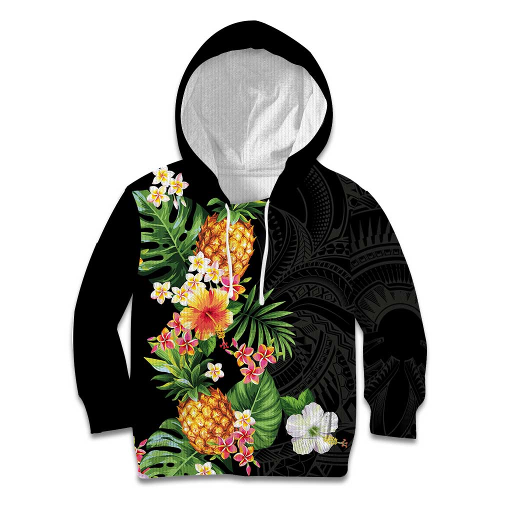 Hawaii Pineapple Tropical Kid Hoodie Colorful Hibiscus Plumeria LT01 Hoodie Black - Polynesian Pride