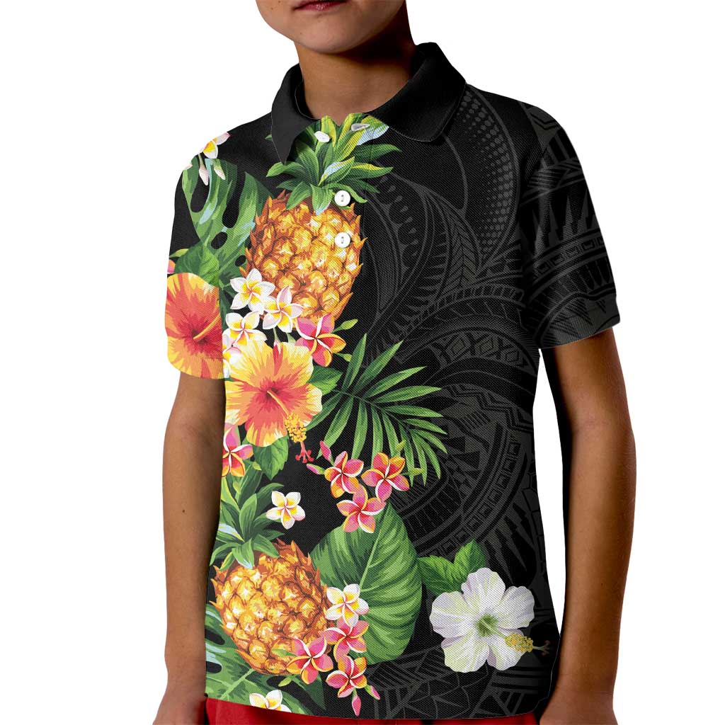 Hawaii Pineapple Tropical Kid Polo Shirt Colorful Hibiscus Plumeria