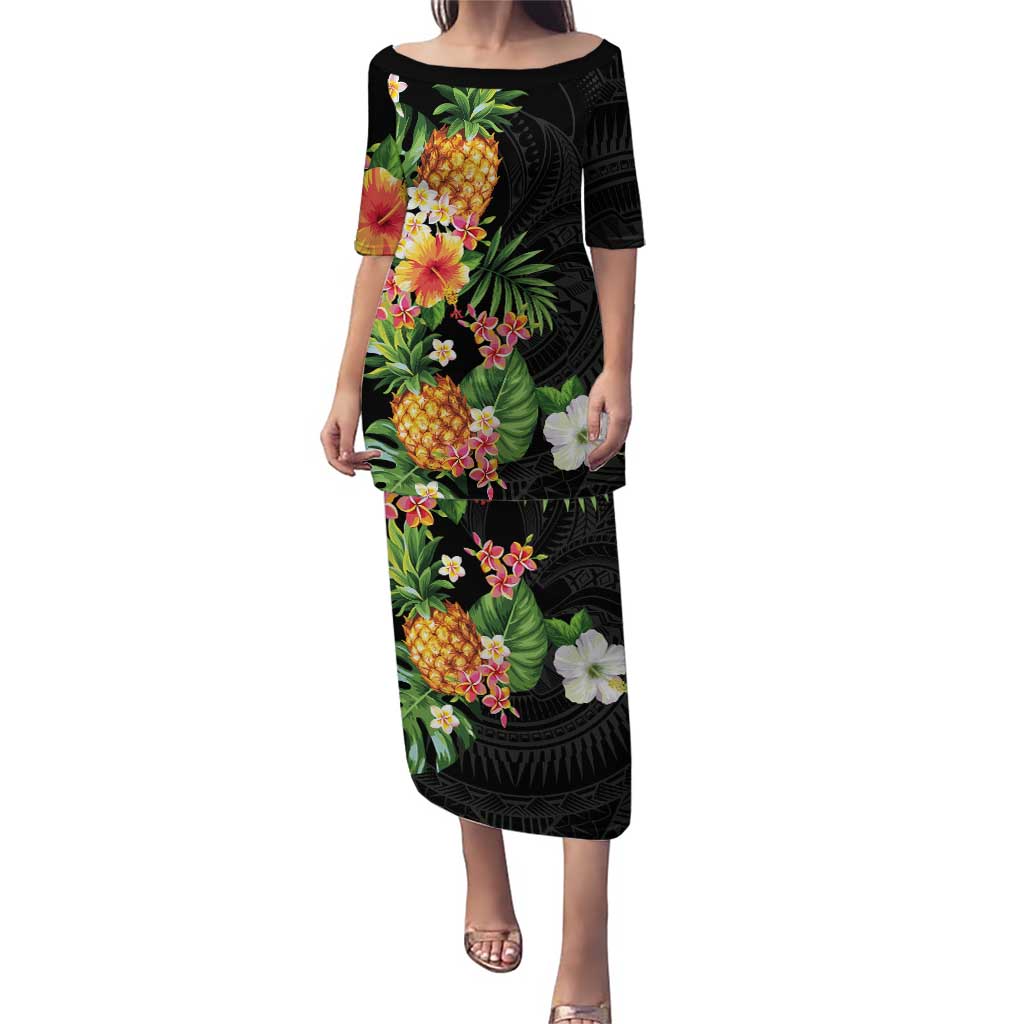 Hawaii Pineapple Tropical Puletasi Colorful Hibiscus Plumeria