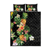 Hawaii Pineapple Tropical Quilt Bed Set Colorful Hibiscus Plumeria