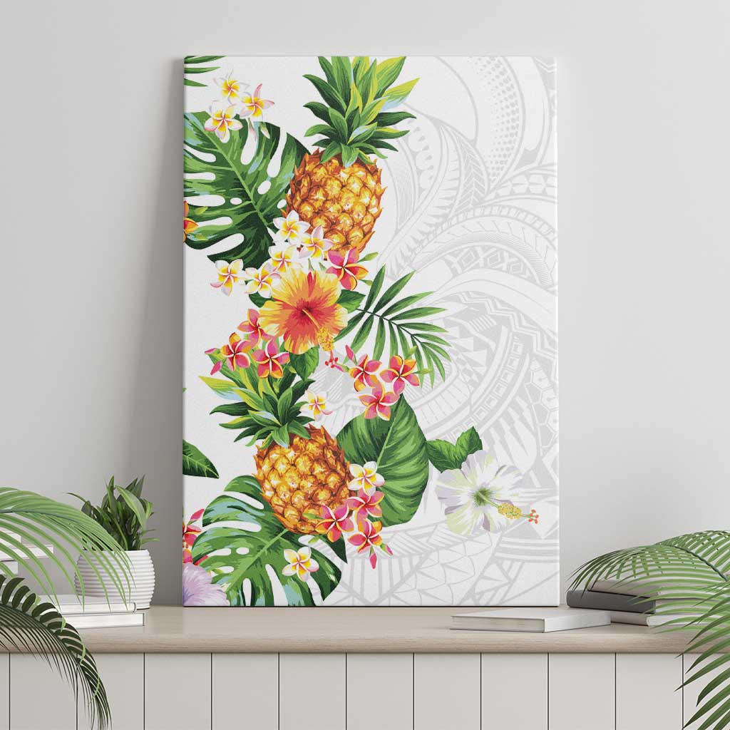 Hawaii Pineapple Tropical Canvas Wall Art Luminous Hibiscus Plumeria