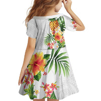 Hawaii Pineapple Tropical Family Matching Short Sleeve Bodycon Dress and Hawaiian Shirt Luminous Hibiscus Plumeria LT01 - Polynesian Pride