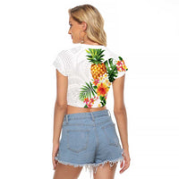 Hawaii Pineapple Tropical Raglan Cropped T Shirt Luminous Hibiscus Plumeria