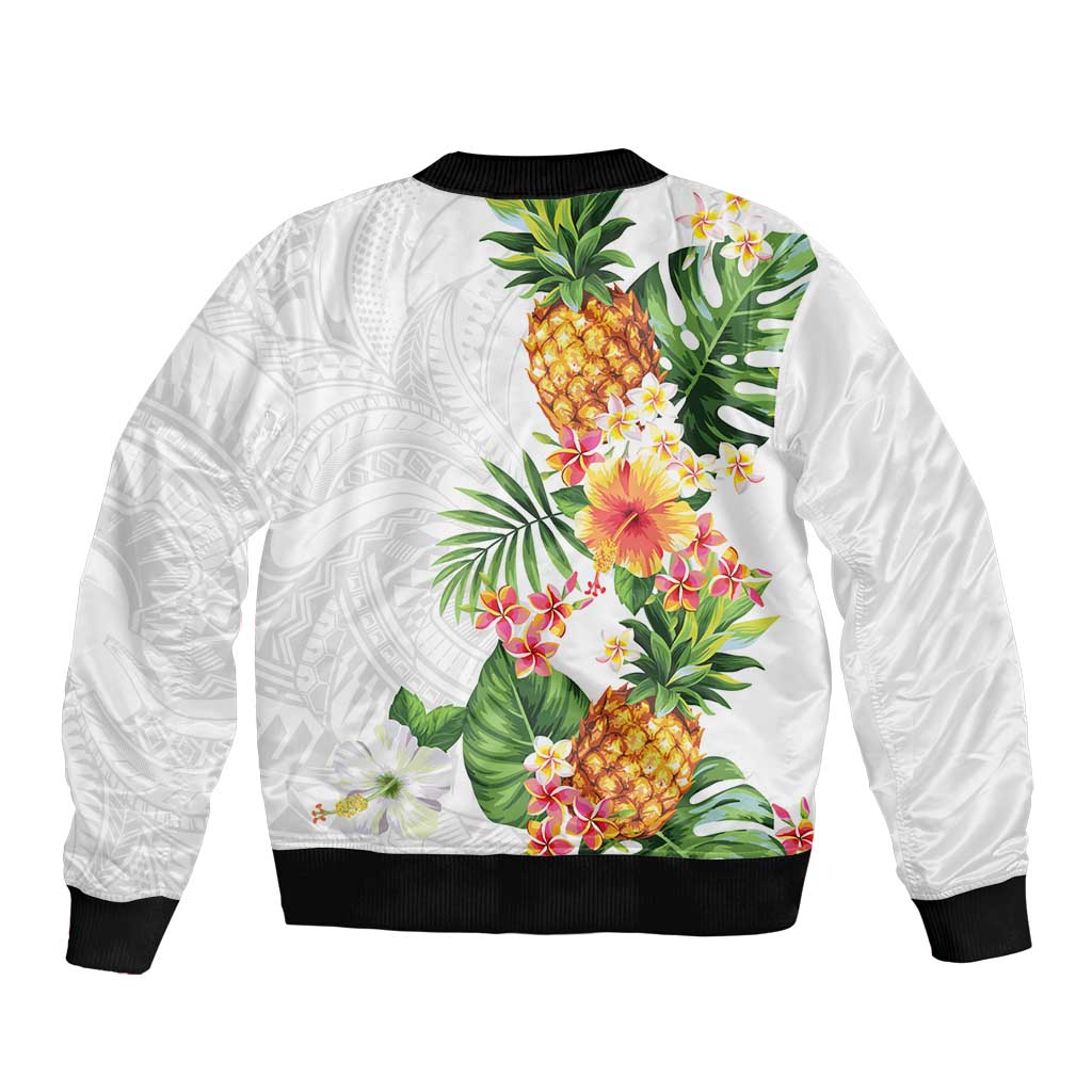 Hawaii Pineapple Tropical Sleeve Zip Bomber Jacket Luminous Hibiscus Plumeria LT01 - Polynesian Pride