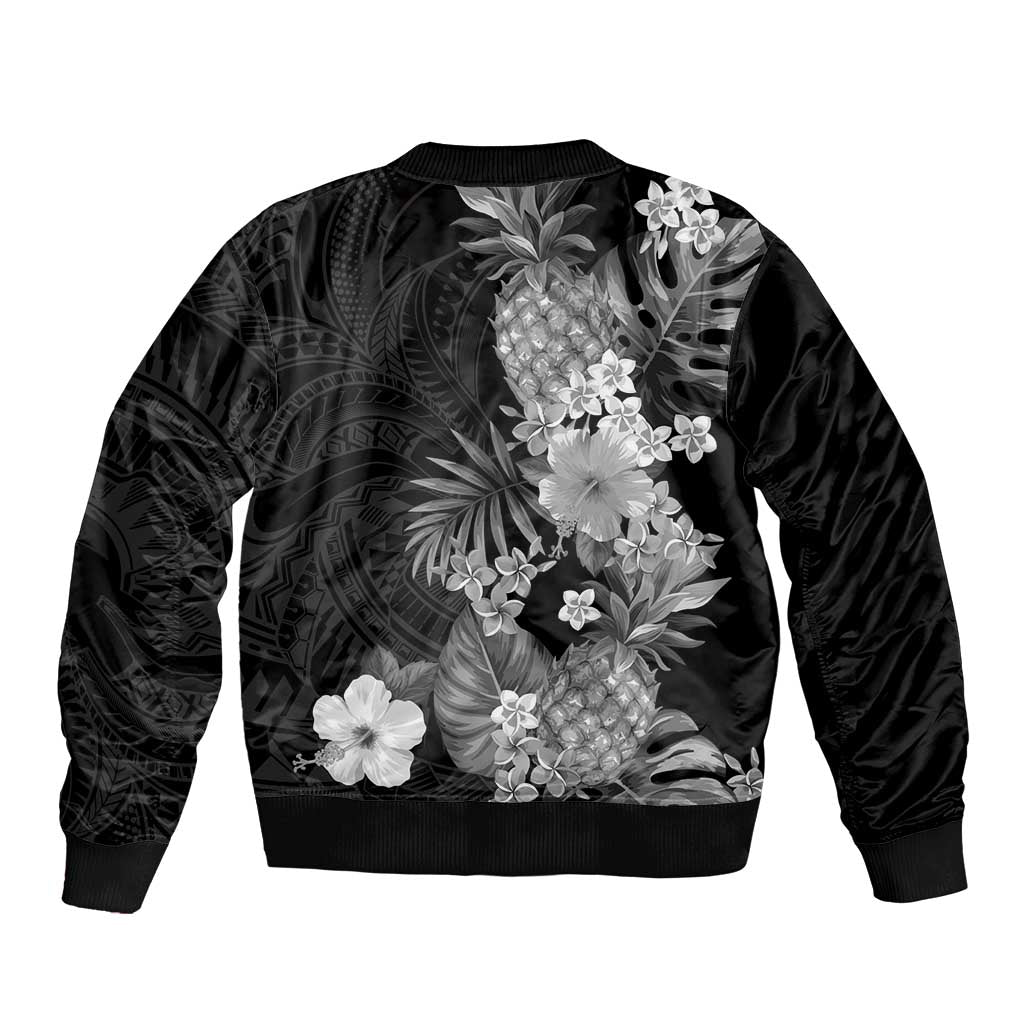 Hawaii Pineapple Tropical Bomber Jacket Neutral Hibiscus Plumeria LT01 - Polynesian Pride