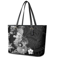 Hawaii Pineapple Tropical Leather Tote Bag Neutral Hibiscus Plumeria