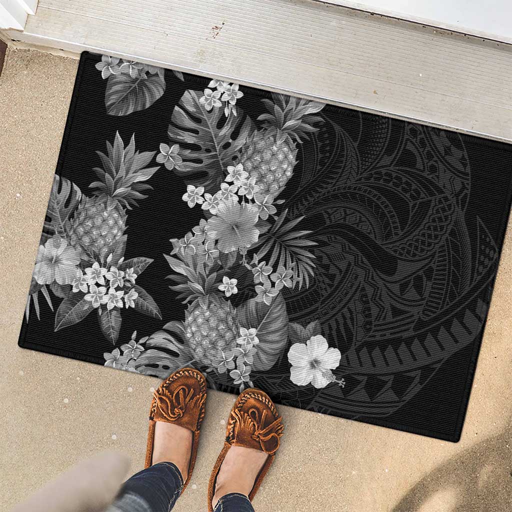 Hawaii Pineapple Tropical Rubber Doormat Neutral Hibiscus Plumeria