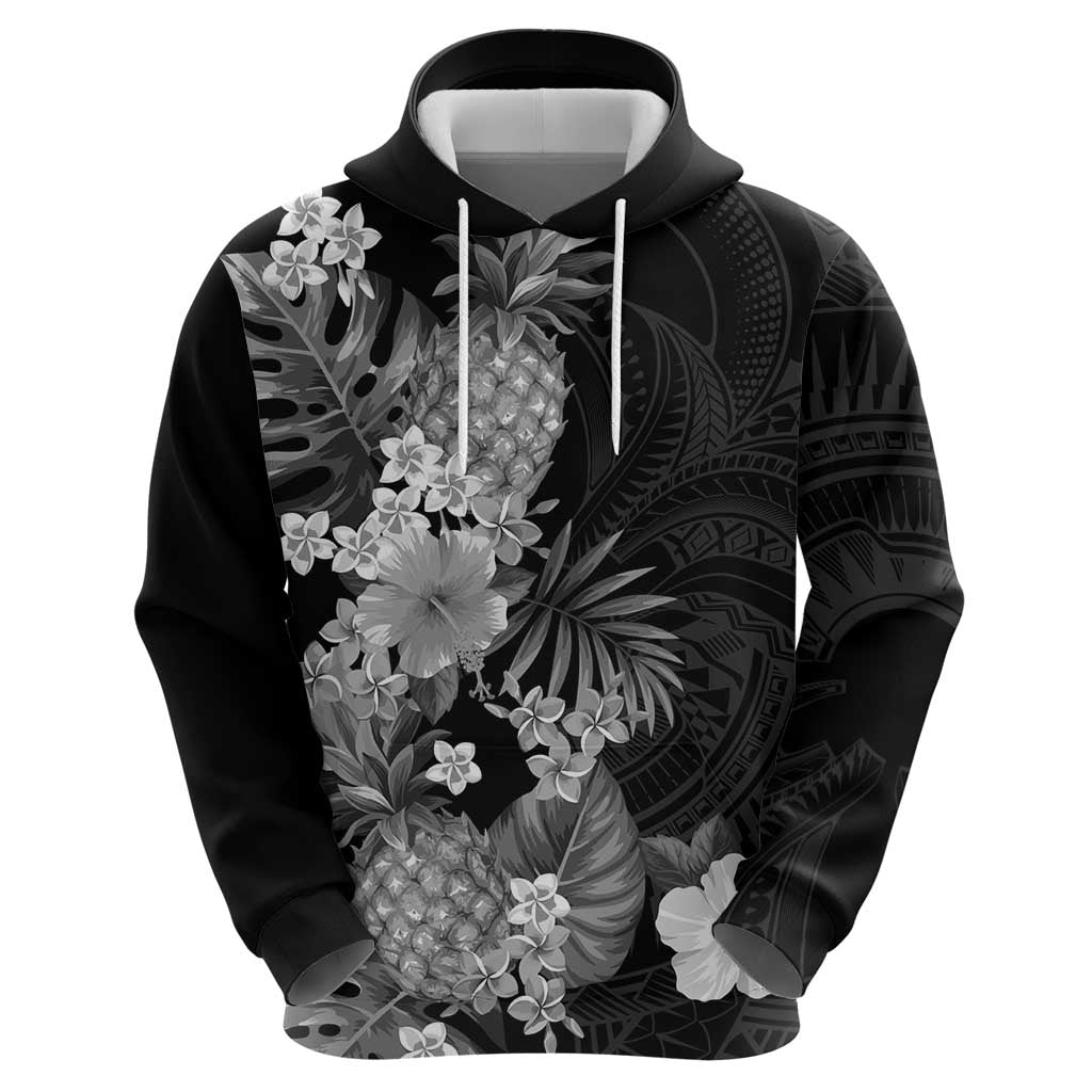 Hawaii Pineapple Tropical Zip Hoodie Neutral Hibiscus Plumeria
