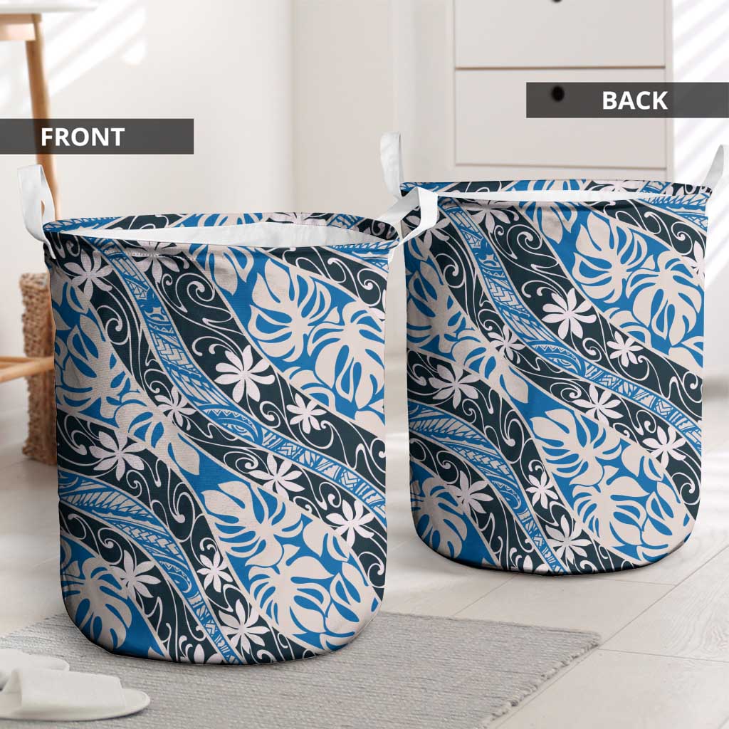 Ninamu Tahiti Tiare Monstera Laundry Basket Polynesian Pattern Curve Style - Polynesian Pride