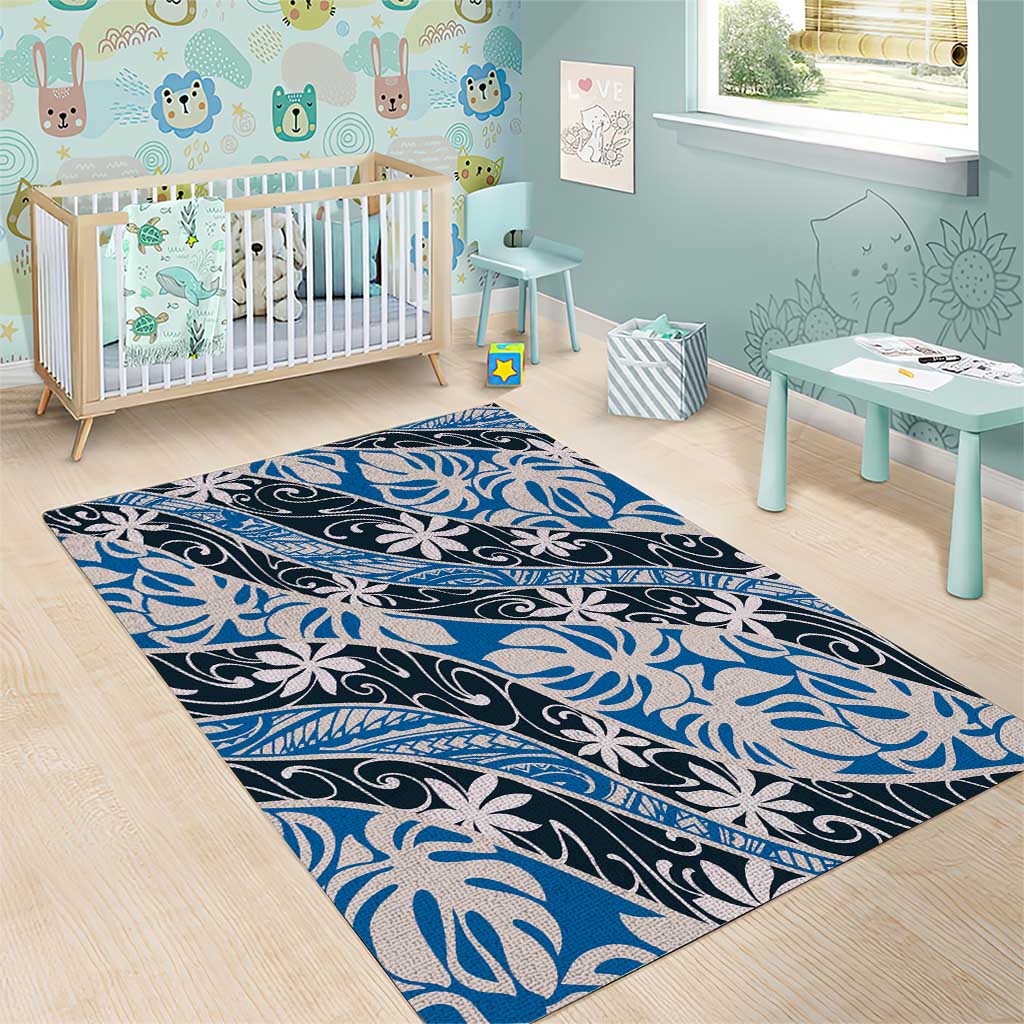 Ninamu Tahiti Tiare Monstera Area Rug Polynesian Pattern Curve Style - Polynesian Pride