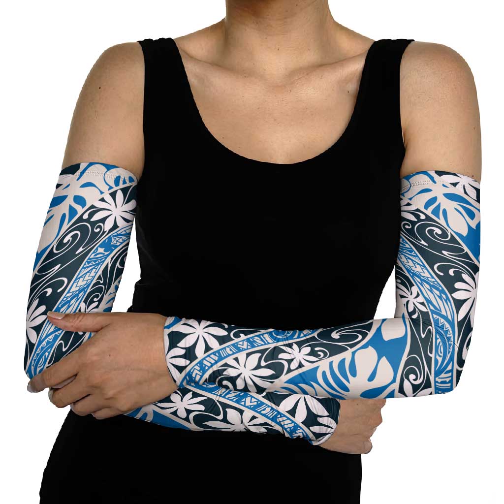 Ninamu Tahiti Tiare Monstera Arm Sleeves Polynesian Pattern Curve Style - Polynesian Pride