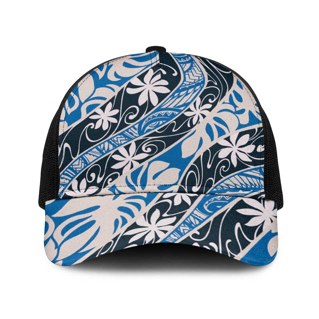 Ninamu Tahiti Tiare Monstera Baseball Net Cap Polynesian Pattern Curve Style - Polynesian Pride