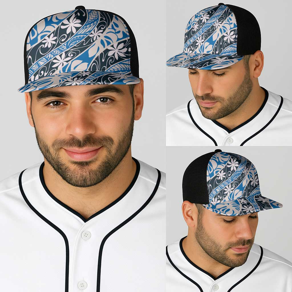 Ninamu Tahiti Tiare Monstera Baseball Net Cap Polynesian Pattern Curve Style - Polynesian Pride