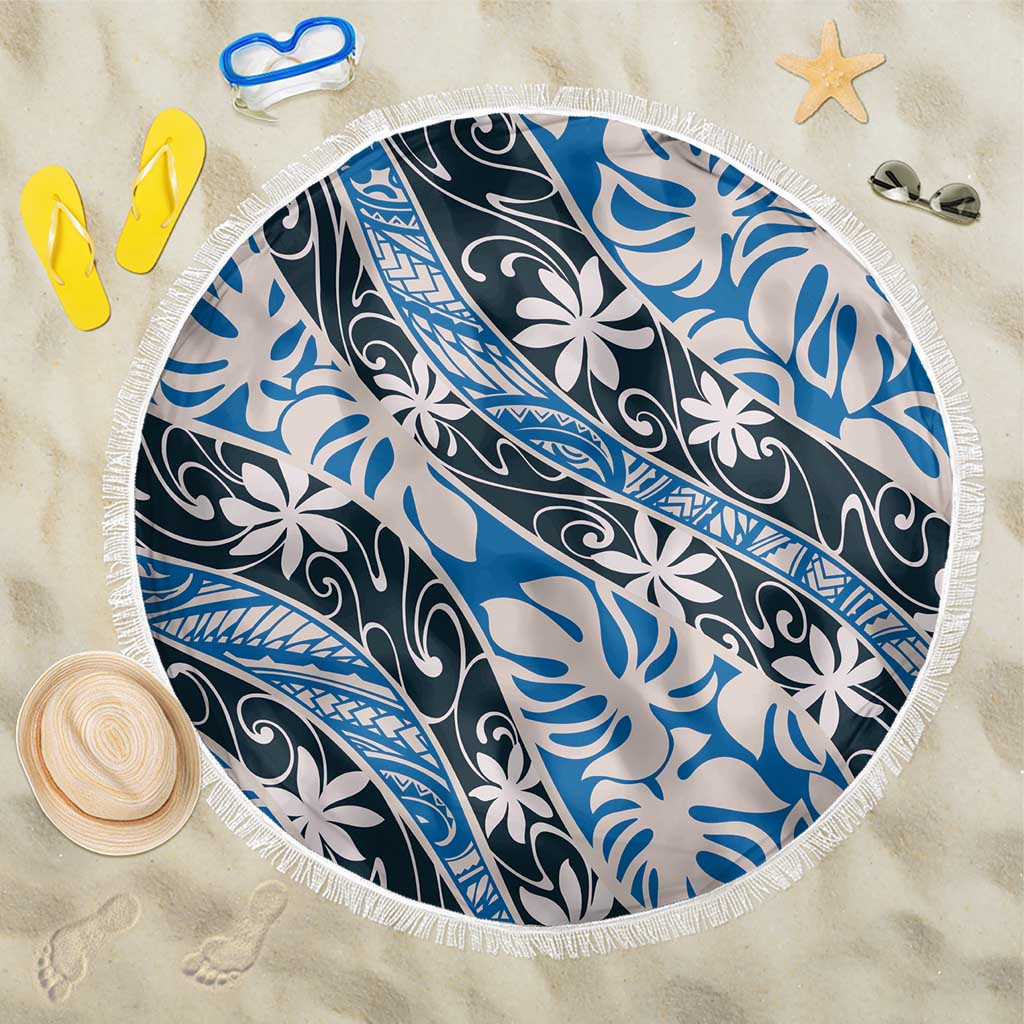 Ninamu Tahiti Tiare Monstera Beach Blanket Polynesian Pattern Curve Style - Polynesian Pride