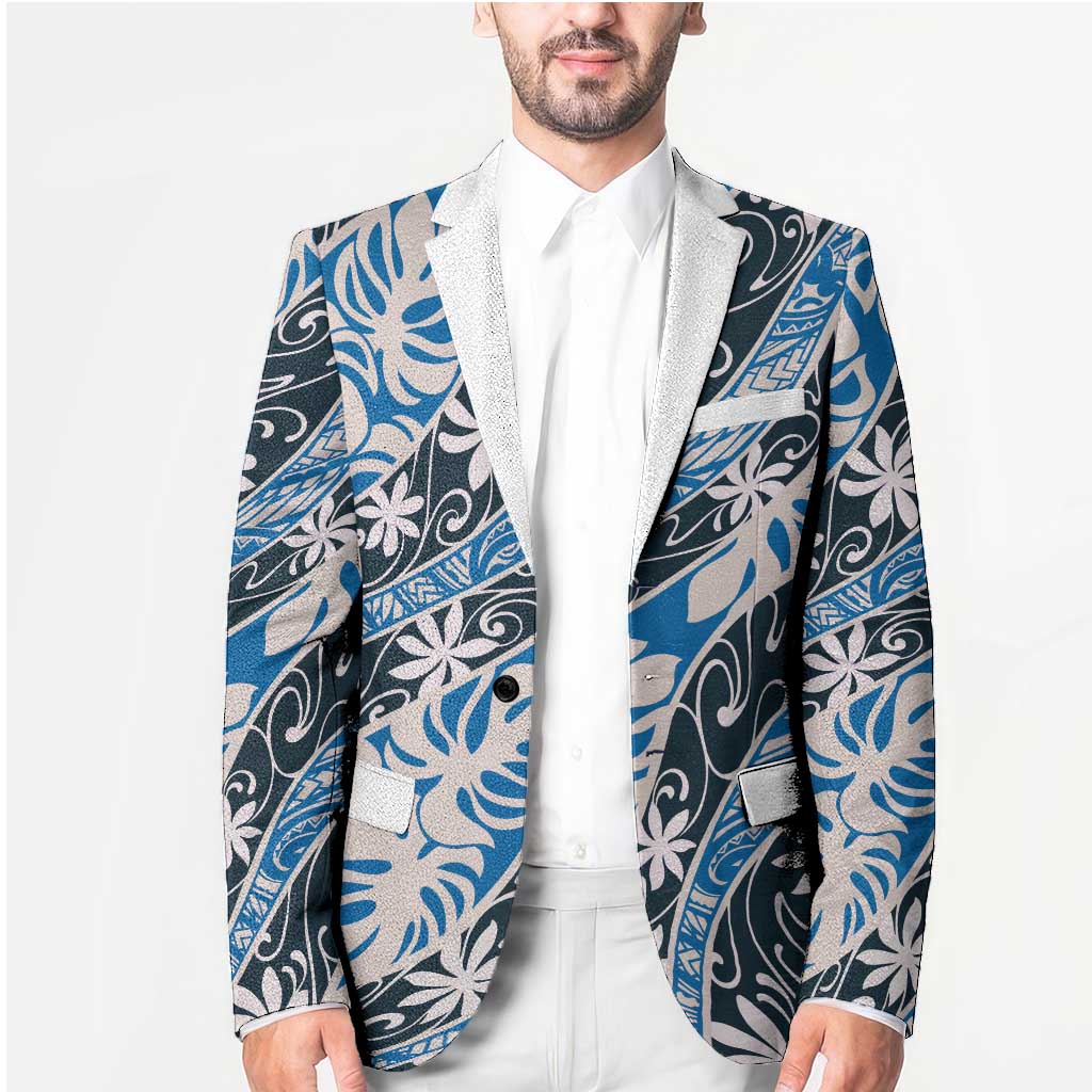 Ninamu Tahiti Tiare Monstera Blazer Polynesian Pattern Curve Style - Polynesian Pride