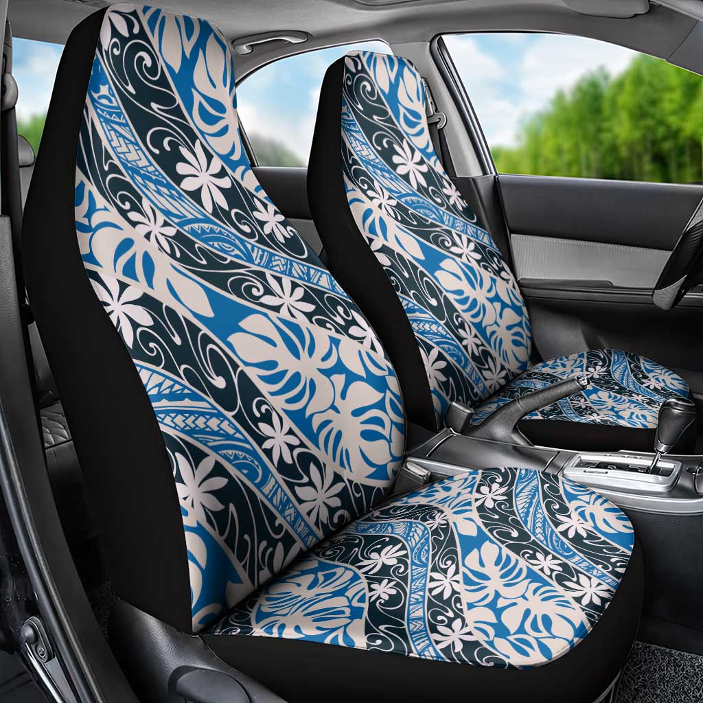 Ninamu Tahiti Tiare Monstera Car Seat Cover Polynesian Pattern Curve Style - Polynesian Pride