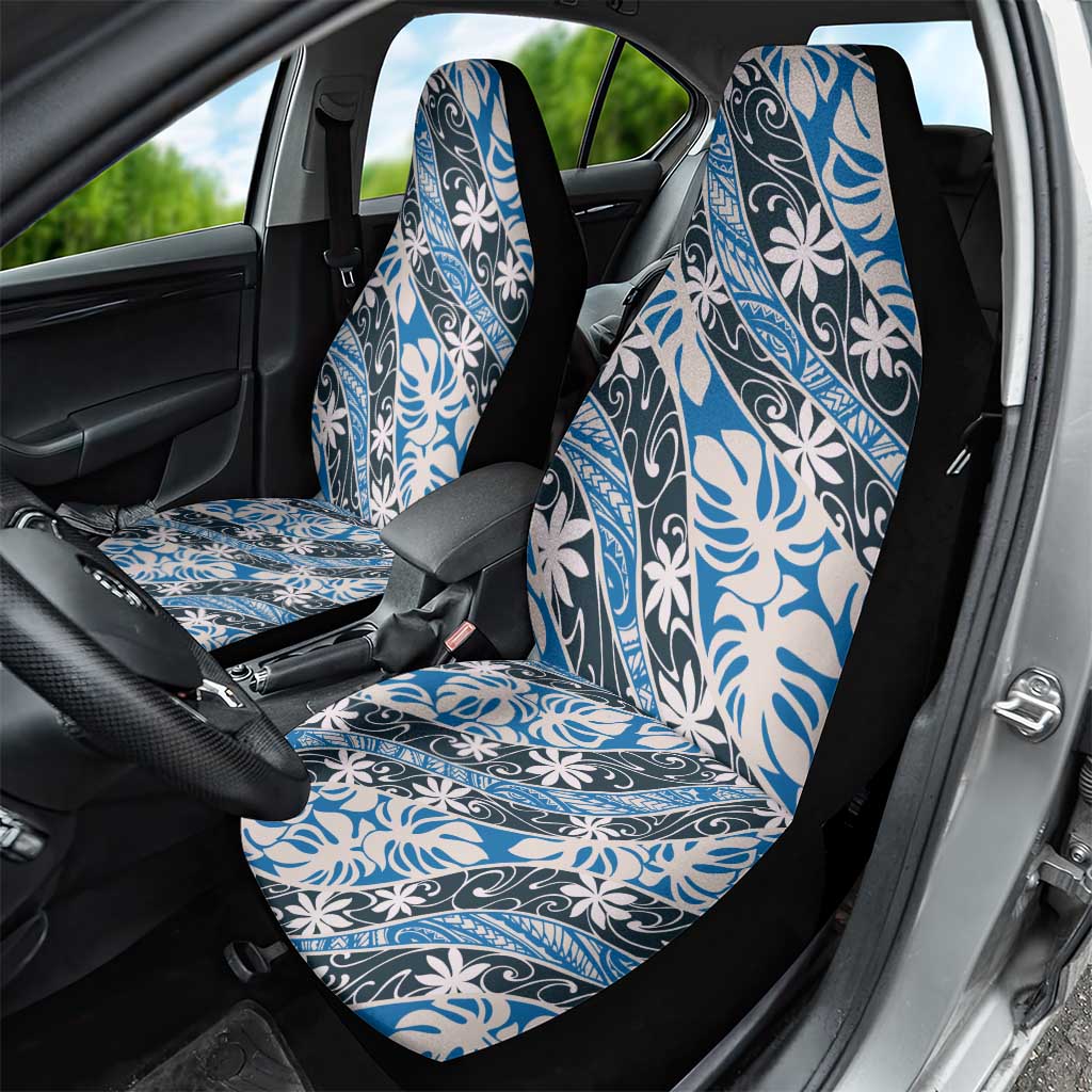 Ninamu Tahiti Tiare Monstera Car Seat Cover Polynesian Pattern Curve Style - Polynesian Pride