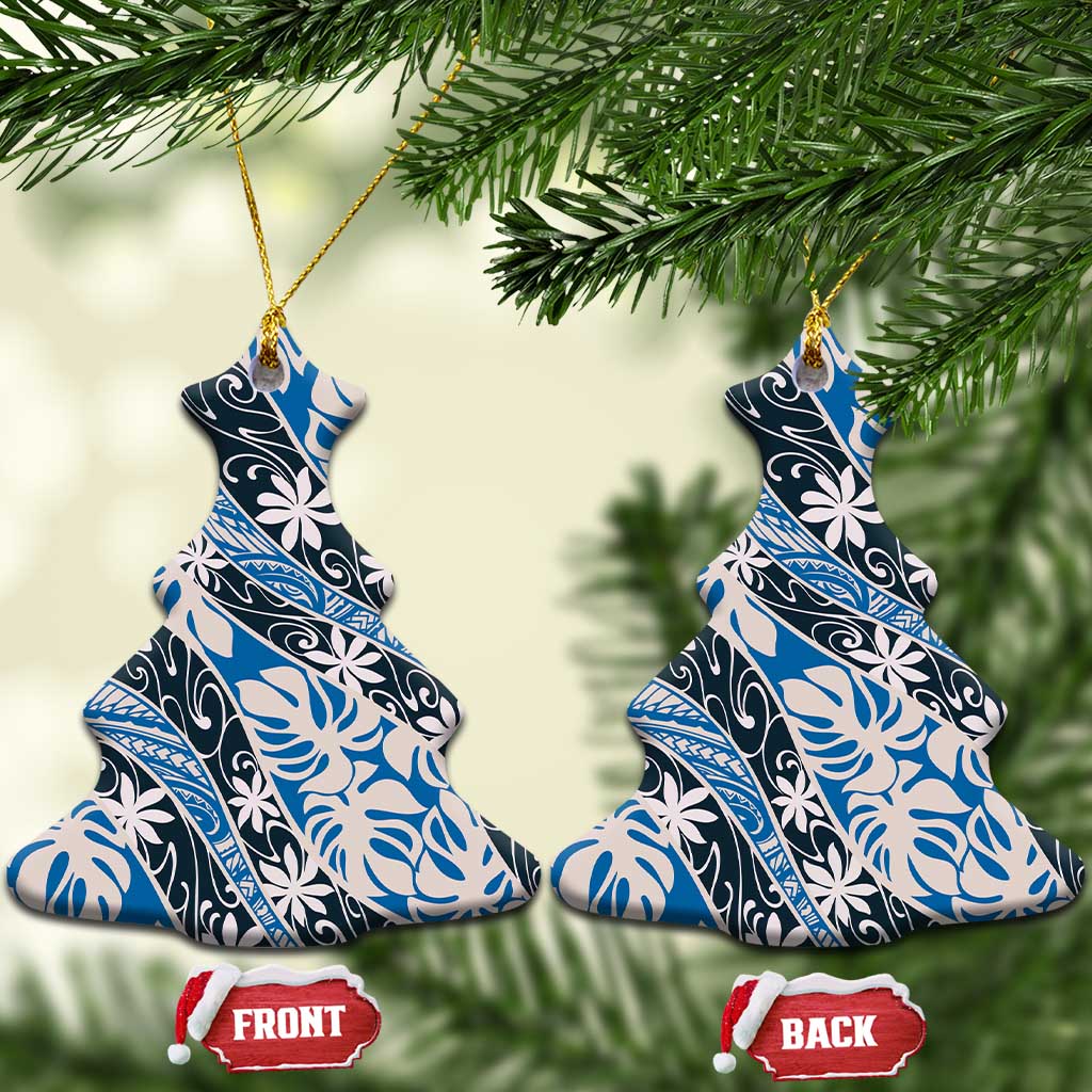 Ninamu Tahiti Tiare Monstera Ceramic Ornament Polynesian Pattern Curve Style - Polynesian Pride