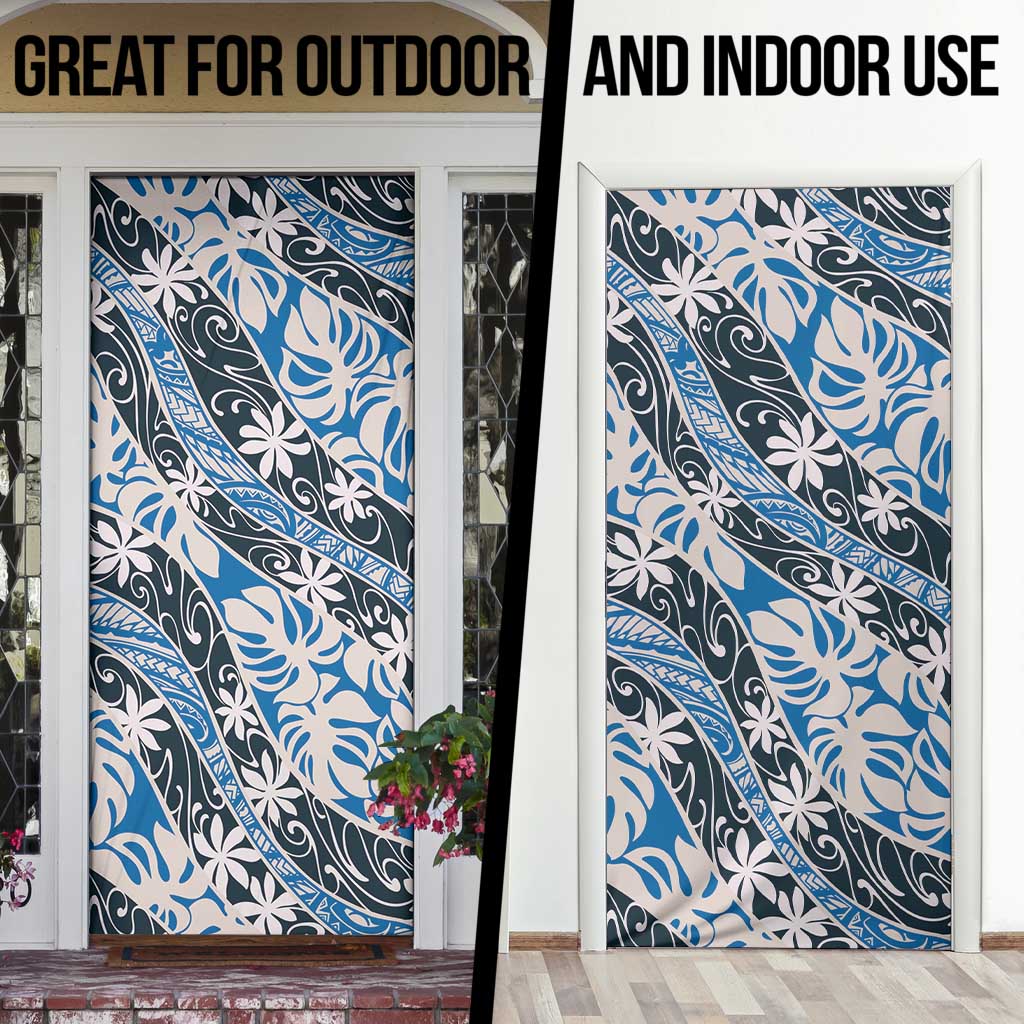 Ninamu Tahiti Tiare Monstera Door Cover Polynesian Pattern Curve Style - Polynesian Pride