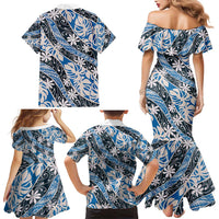 Ninamu Tahiti Tiare Monstera Family Matching Mermaid Dress and Hawaiian Shirt Polynesian Pattern Curve Style - Polynesian Pride