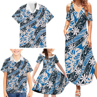 Ninamu Tahiti Tiare Monstera Family Matching Summer Maxi Dress and Hawaiian Shirt Polynesian Pattern Curve Style - Polynesian Pride
