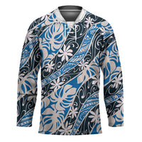 Ninamu Tahiti Tiare Monstera Hockey Jersey Polynesian Pattern Curve Style - Polynesian Pride