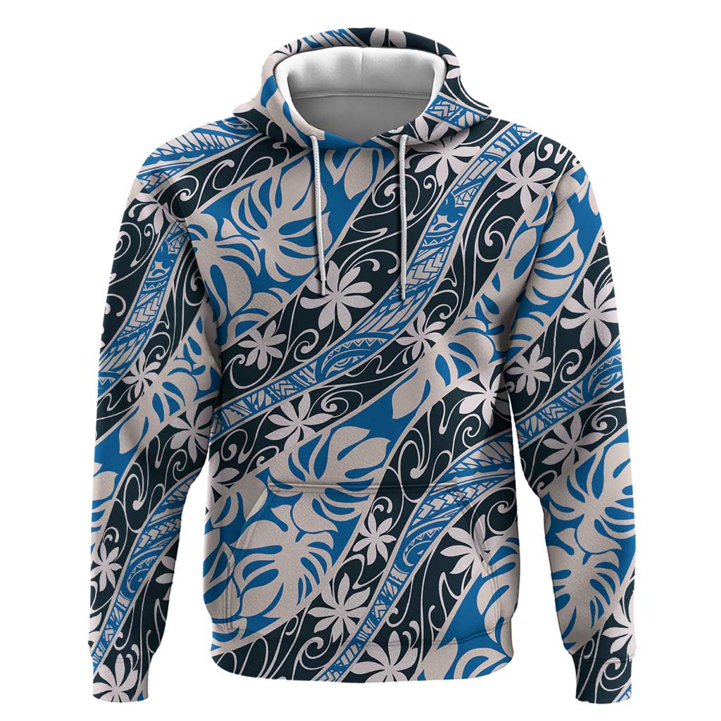 Ninamu Tahiti Tiare Monstera Hoodie Polynesian Pattern Curve Style - Polynesian Pride