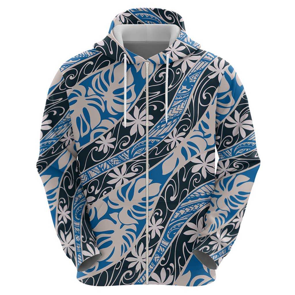 Ninamu Tahiti Tiare Monstera Hoodie Polynesian Pattern Curve Style - Polynesian Pride