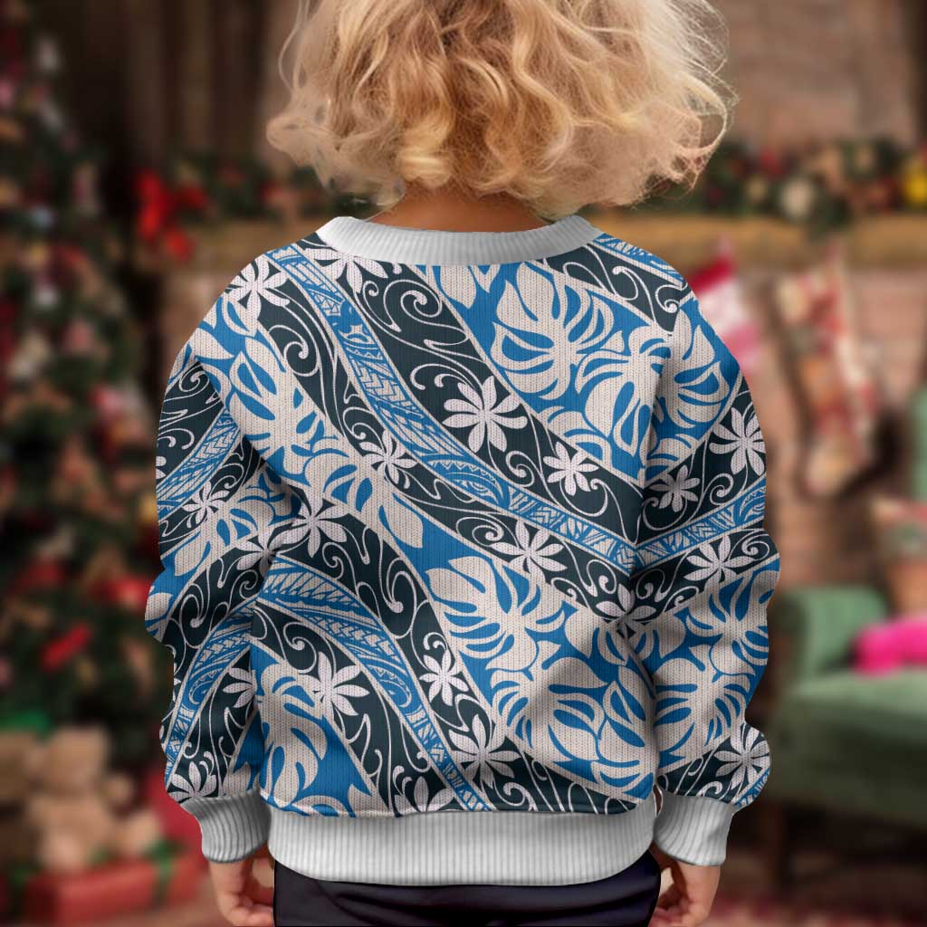 Ninamu Tahiti Tiare Monstera Kid Ugly Christmas Sweater Polynesian Pattern Curve Style - Polynesian Pride