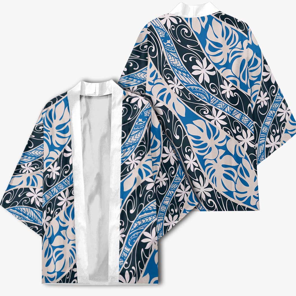 Ninamu Tahiti Tiare Monstera Kimono Polynesian Pattern Curve Style - Polynesian Pride