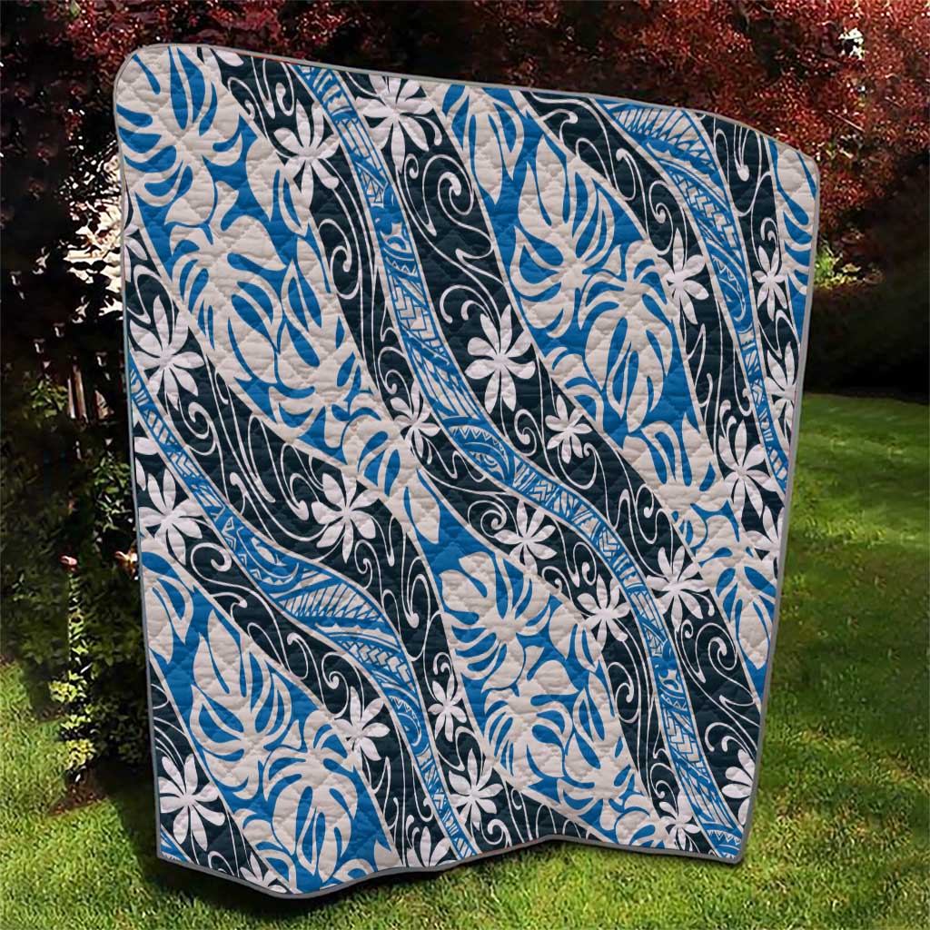 Ninamu Tahiti Tiare Monstera Quilt Polynesian Pattern Curve Style - Polynesian Pride