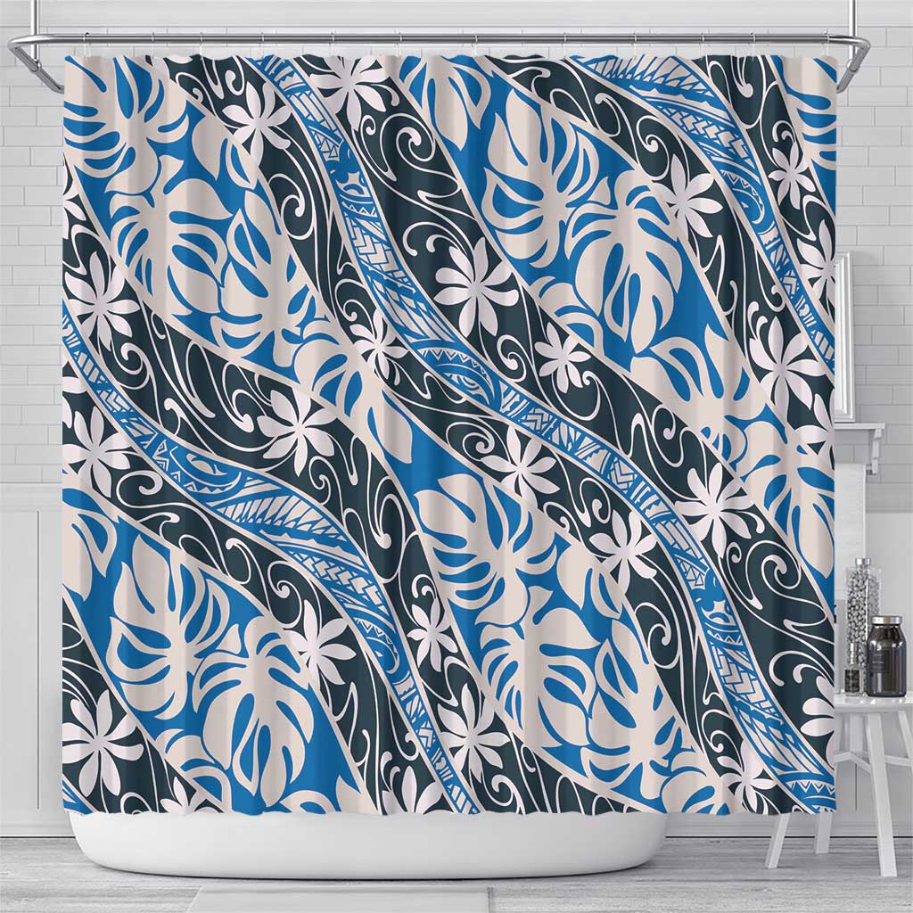 monstera shower curtain Ninamu Tahiti Tiare Monstera Shower Curtain Polynesian Pattern Curve Style