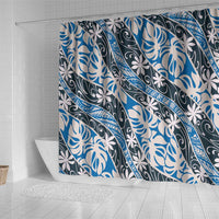 Ninamu Tahiti Tiare Monstera Shower Curtain Polynesian Pattern Curve Style - Polynesian Pride