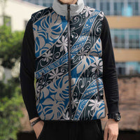 Ninamu Tahiti Tiare Monstera Sleeveless Puffer Jacket Polynesian Pattern Curve Style - Polynesian Pride