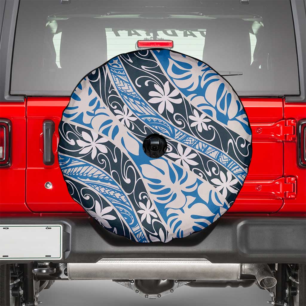Ninamu Tahiti Tiare Monstera Spare Tire Cover Polynesian Pattern Curve Style - Polynesian Pride