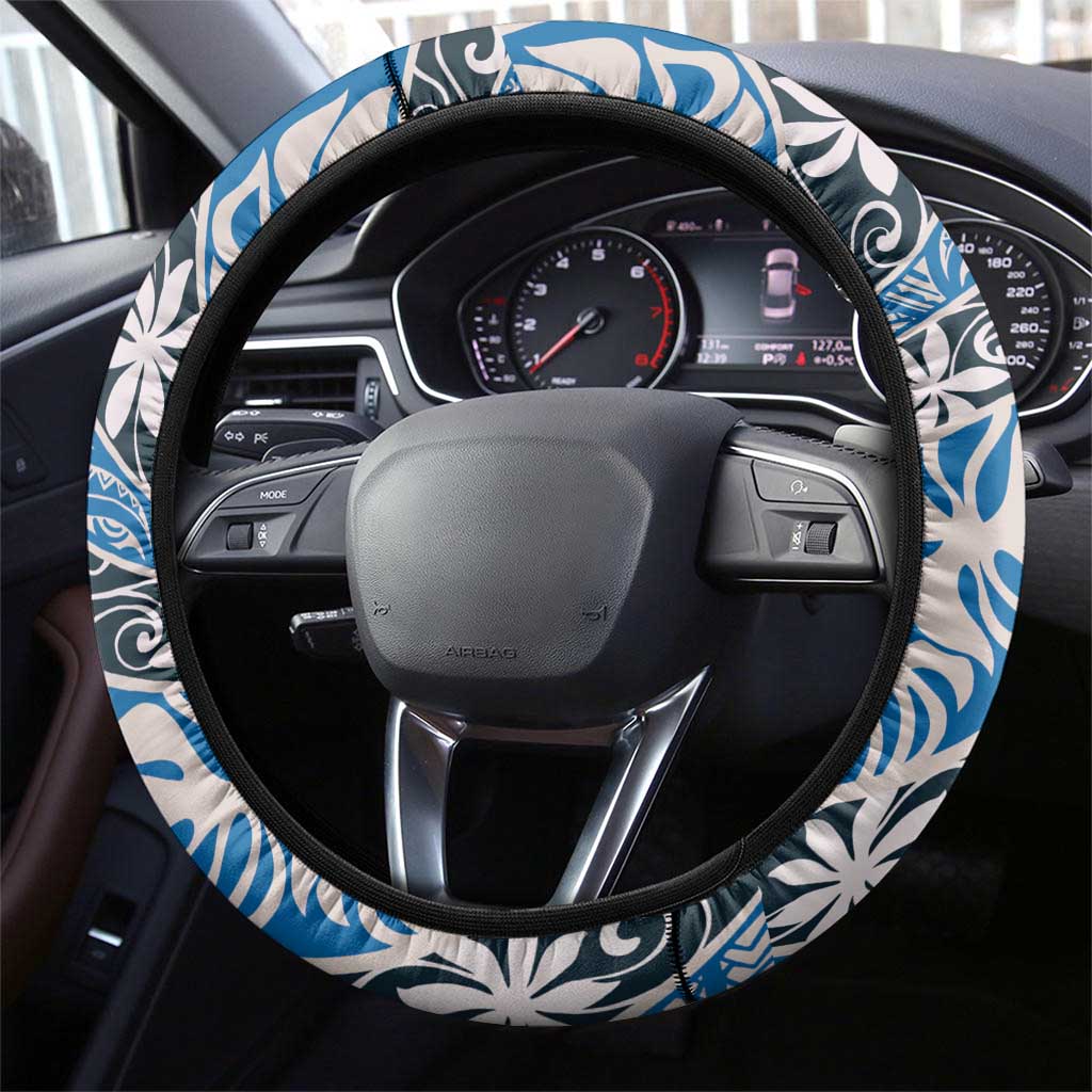 Ninamu Tahiti Tiare Monstera Steering Wheel Cover Polynesian Pattern Curve Style - Polynesian Pride