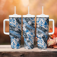 Ninamu Tahiti Tiare Monstera Tumbler With Handle Polynesian Pattern Curve Style - Polynesian Pride