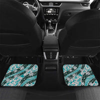 Cyan Tahiti Tiare Monstera Car Mats Polynesian Pattern Curve Style - Polynesian Pride