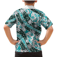 Cyan Tahiti Tiare Monstera Family Matching Mermaid Dress and Hawaiian Shirt Polynesian Pattern Curve Style - Polynesian Pride